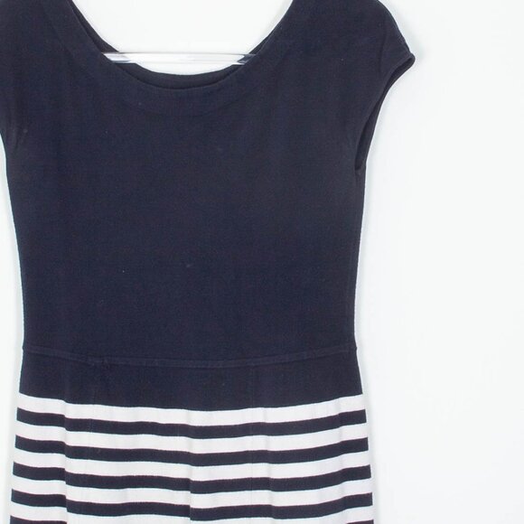 Boden Womens Harriet A-Line Striped Cap Sleeve Knit Midi Dress Size 8 Navy White - Picture 5 of 11